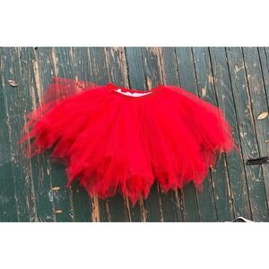 Red Tulle Tutu Skirt Elastic Waist Multi Layered Mesh Costume Dance Skirt